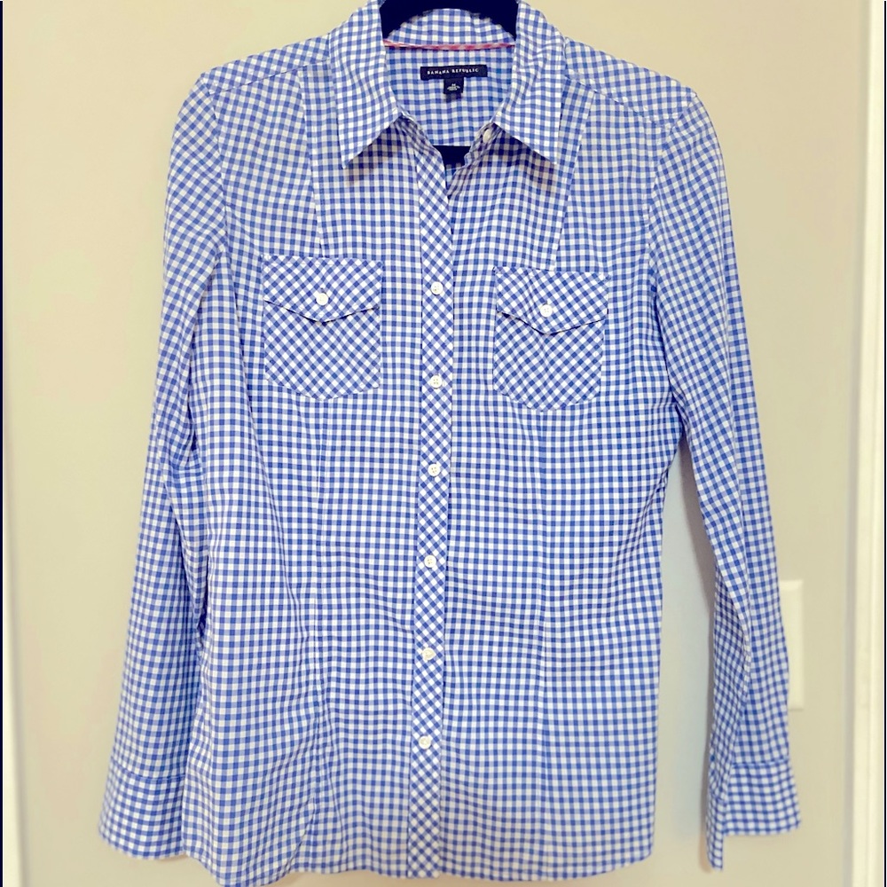 Banana Republic Women’s Gingham Plaid Blouse Shirt